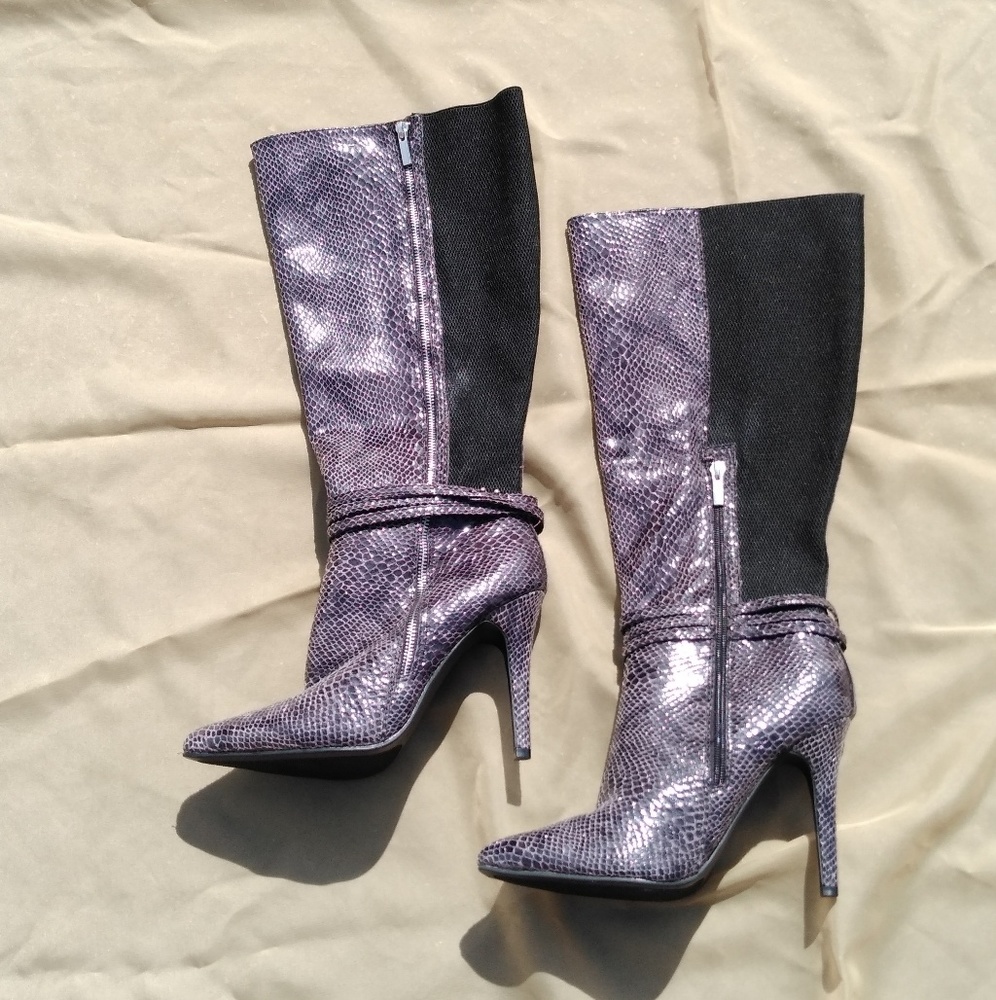 SEXY SIDE ZIP TALL BOOT SNAKE PRINT- WIDE WIDTH